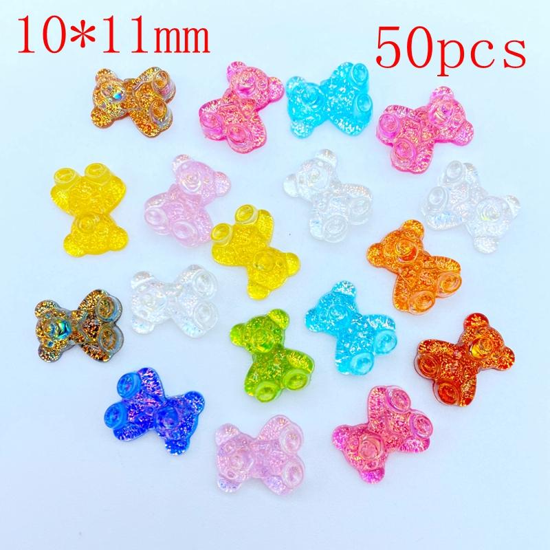 50/60/70/80Pcs Kawaii Cute Mini Shining Bear Flat back Resin Cabochons Scrapbooking DIY Jewelry Craft Decoration Accessorie K94