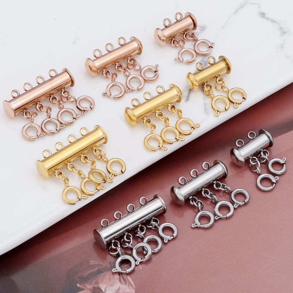 Stainless Steel Spring Buckle Multiple Multi Chain Lobster Clasps Separator Hook Connectors For DIY Jewelry Making Accessories