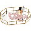 Mirror Glass Cosmetic Disk - Gold Decorative Cosmetic Disk Retro Octagonal Perfume Disk Dressing Disk Jewelry Storage Tray