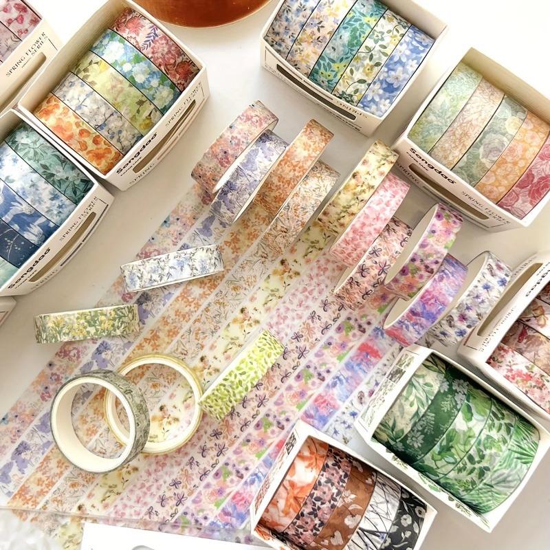 5 Rolls/set of Simple and Romantic Spring Flower Boxes and DIY Decorative Stickers Used for Daily Decorative Sticker Tape