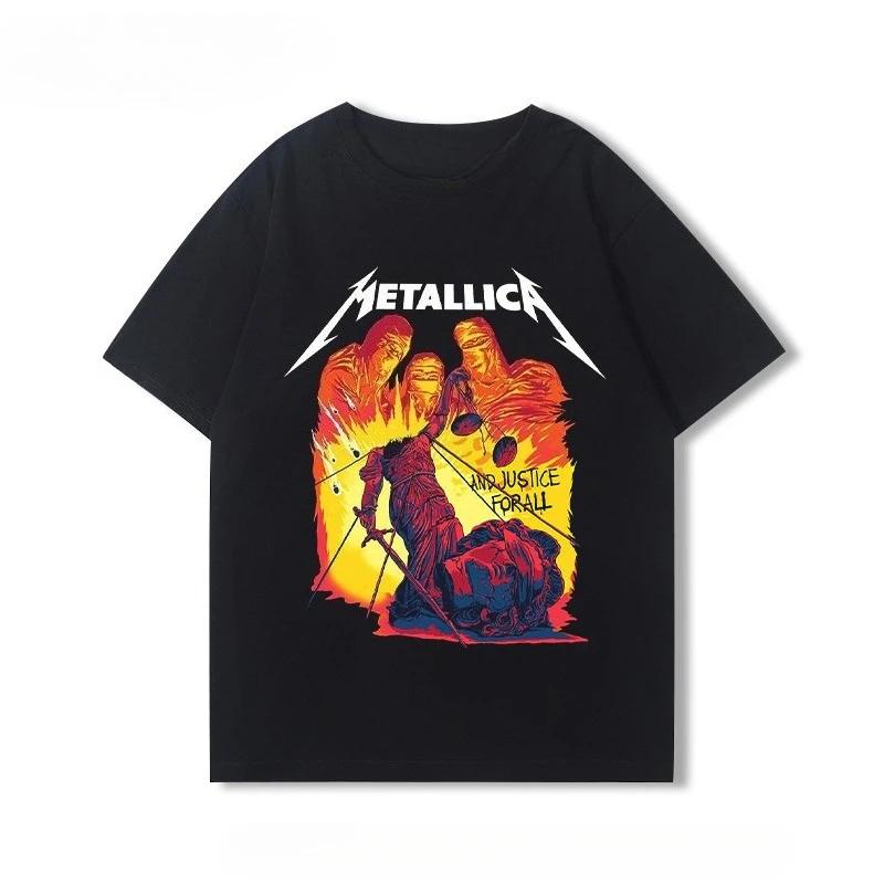 2026 Metallica Ride The Lightning Tričko Pánské a Dámské Krátký Rukáv Vintage Topy Luxusní Značka Tričko Y2k Košile Streetwear