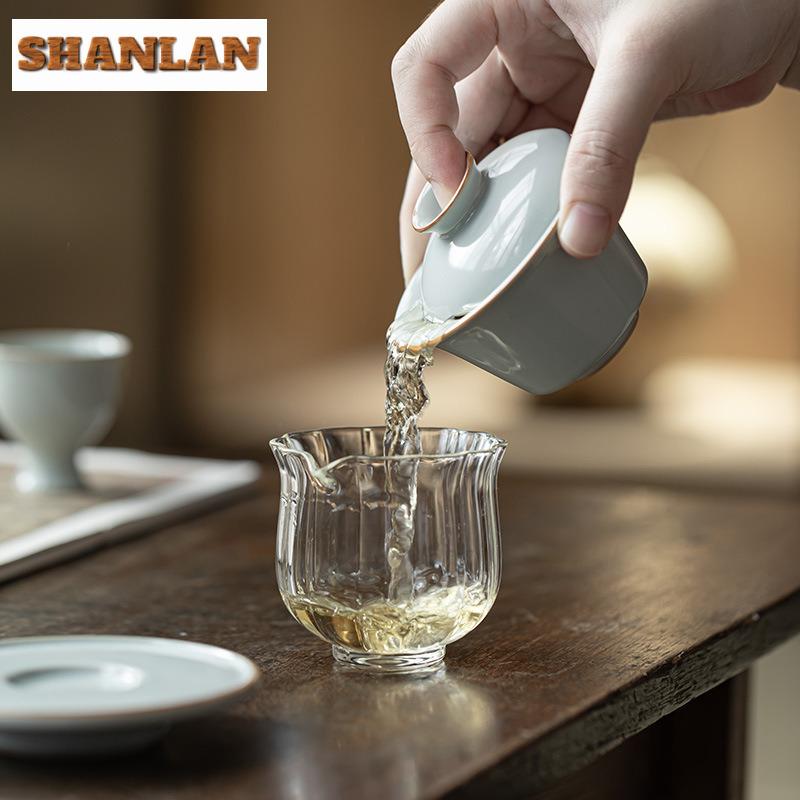 80ML High End Azure Ru Kiln Ceramic Gaiwan Elegant Three Talent Hand Grip Tea Tureen Tea Maker Cover Bowl For Tea Ornaments Gift