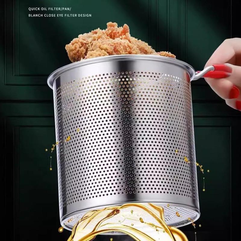 304 Stainless Steel Deep Fryer with Frying Basket Multifunction Small Pot Kitchen Specific Frying Chicken and Other Cooking Tool