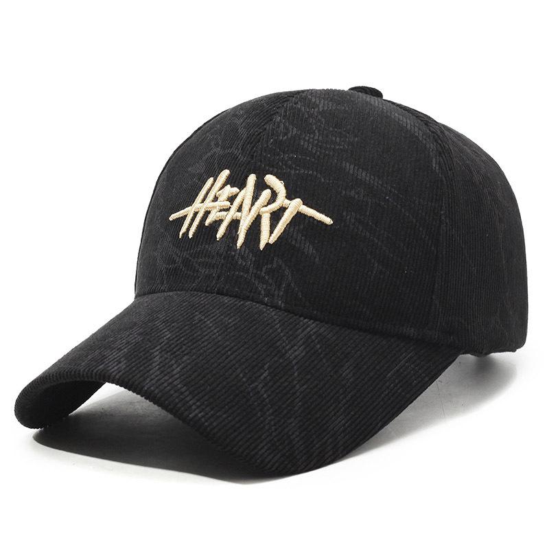 Embroidered Letter Baseball Cap Women Winter Cap Men Corduroy Sun Hat