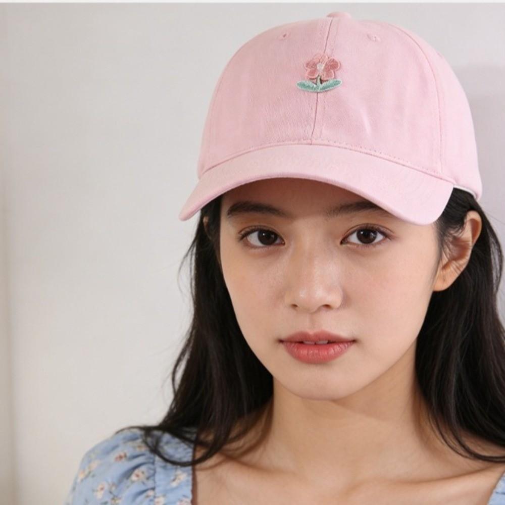 Korean Style Flower Baseball Cap Adjustable Sunshade Casquette Embroidered Peaked Hat  Sports
