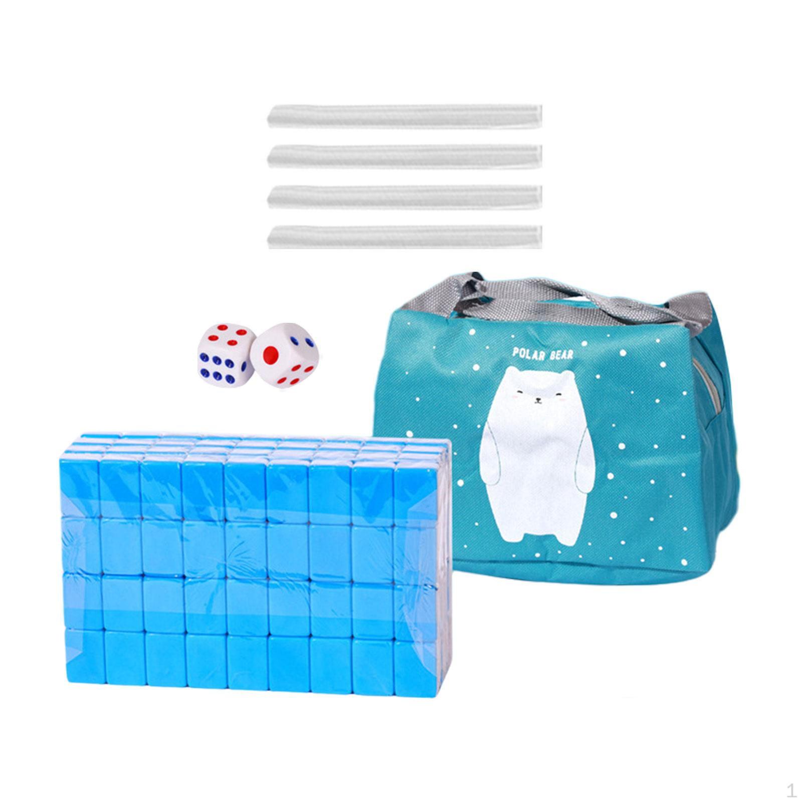 

24mm Mini Travel Mahjong Set with Carrying Case, Family Leisure Board Game for Party, синій