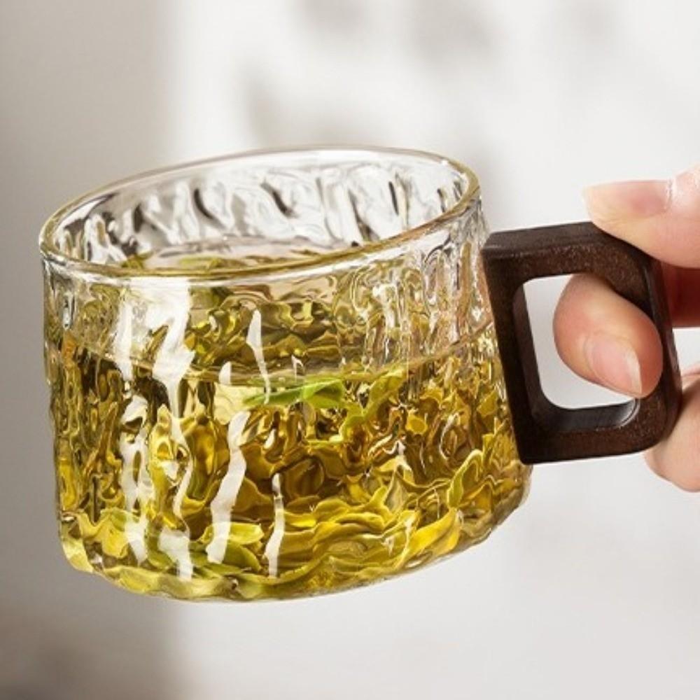High Temperature Resistant Glass Tea Cups Glacier Pattern Water Cups  Self Driving Trip