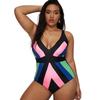 2022 Plus Size Slimming One-Piece V-Neck Spaghetti Strap Swimsuit for Women