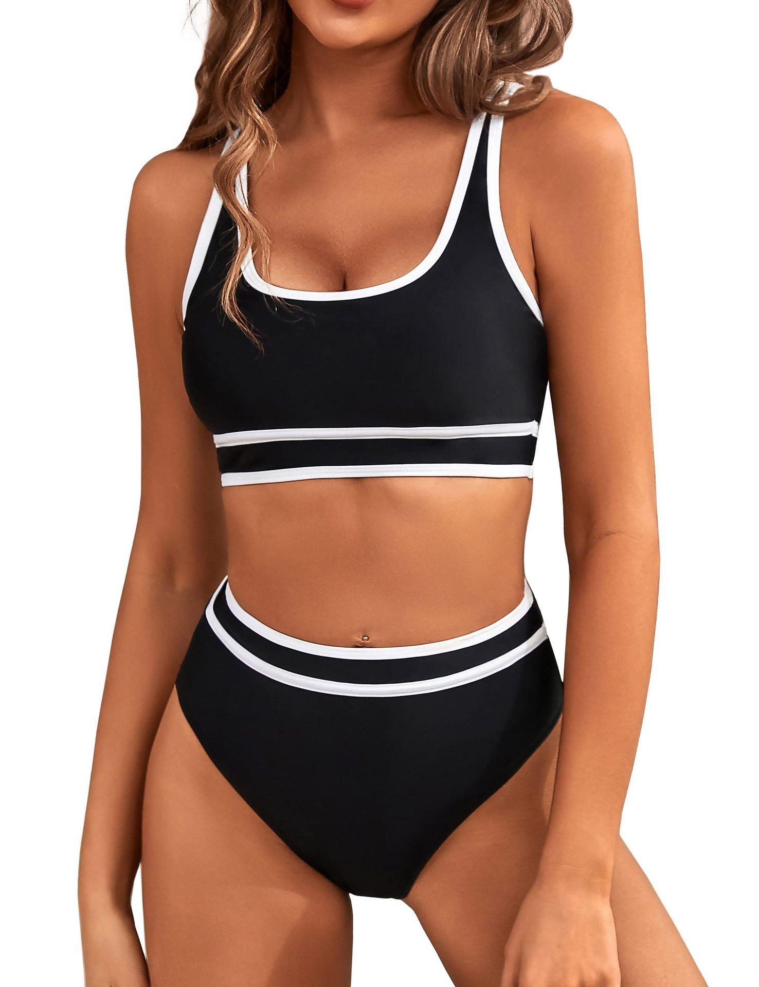 European and American sexy swimsuit women s bikini bikini split contrasting multi-color swimsuit S