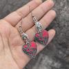 Women's Gothic Bat & Heart Drip Oil Alloy Earrings - Dark European & American Style for Christmas & Halloween