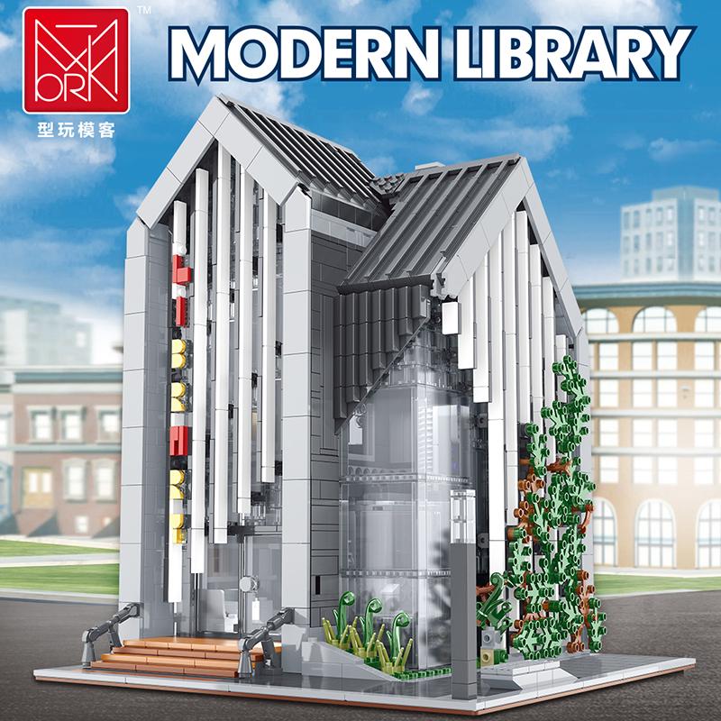 2789pcs 011001 Street View MOC Series Modular Modern Library City Architecture Building Blocks Models Toys for Boys