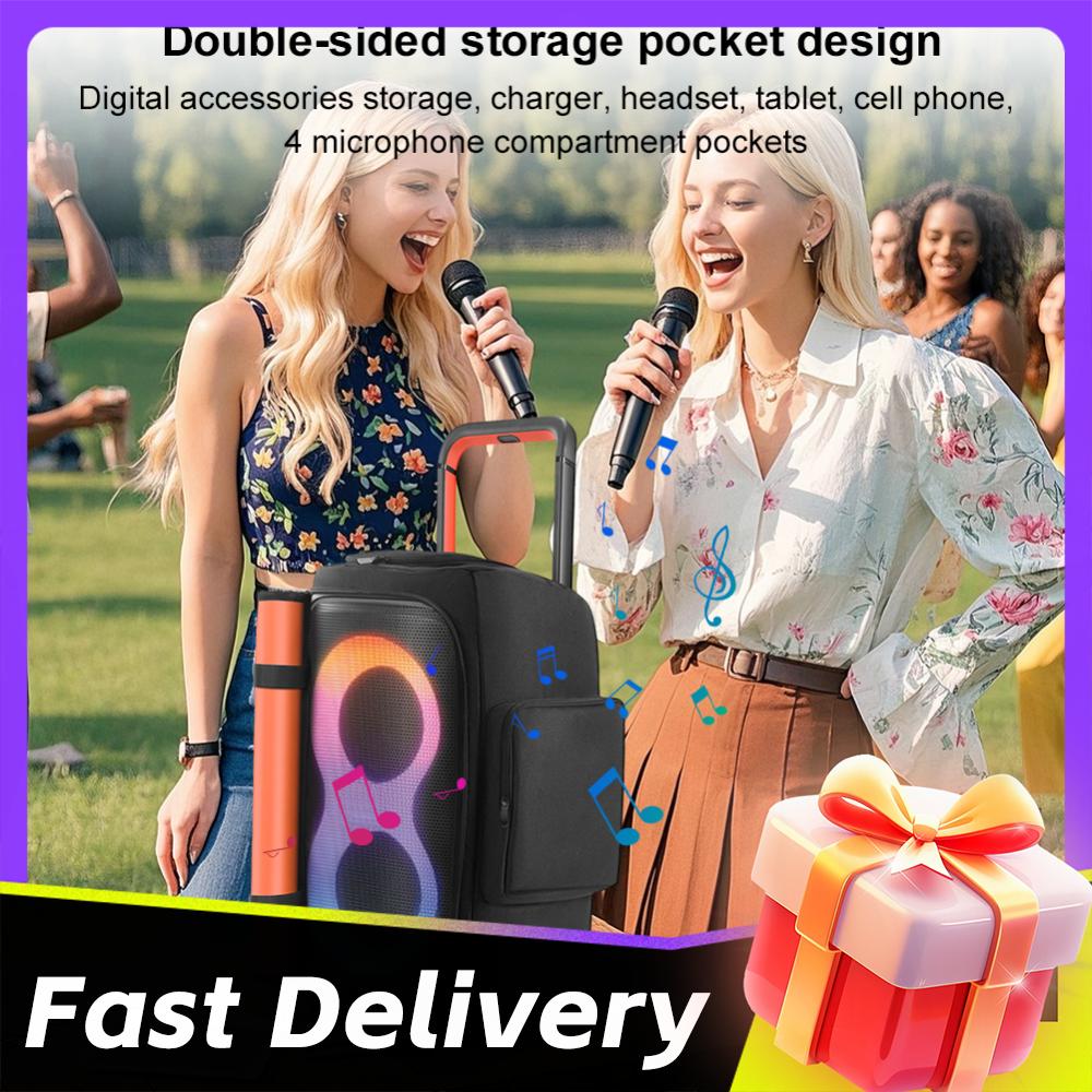 Speaker Protect Case for JBL PARTYBOX 520 Portable Speaker Dust Case w/ Mic Pocket Party Speaker Storage Bag Double-Sided Cover