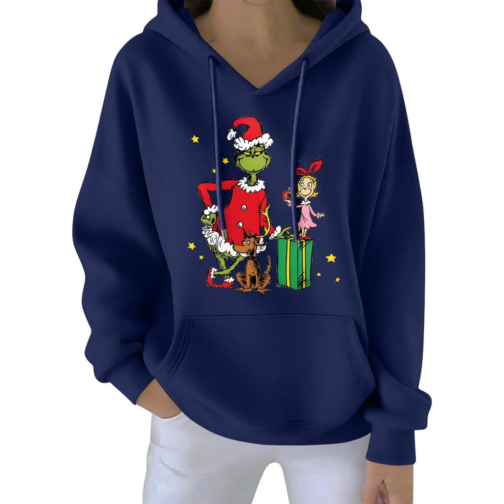 Women's Christmas Hoodie Funny Cute Christmas Holiday Sweatshirt Pullover