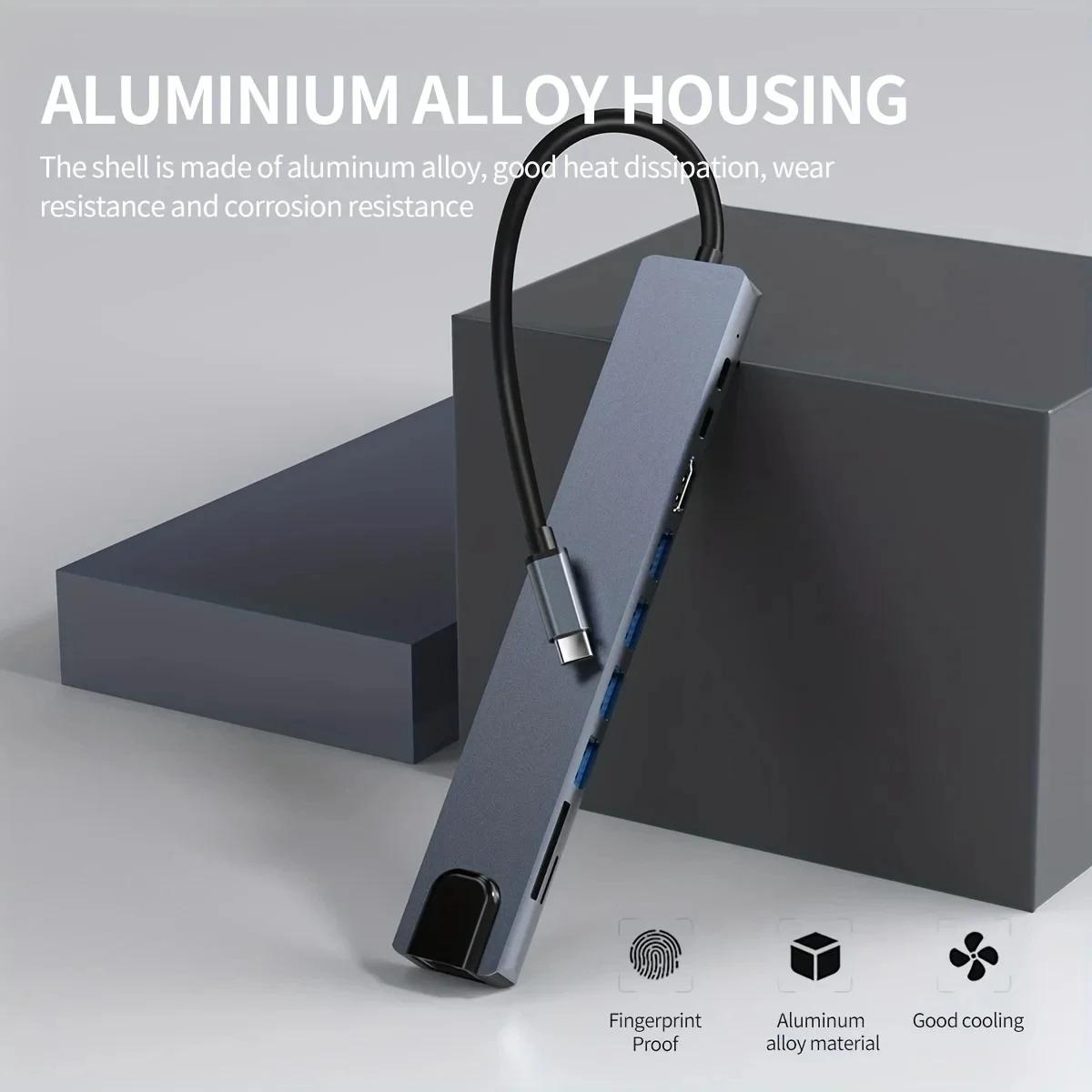 

2pcs USB C HUB,10-in-1 Docking Station with 4K@60Hz HDMl DP 100W Power Delivery RJ45 Ethernet for MacBook Huawei Sumsang Phone