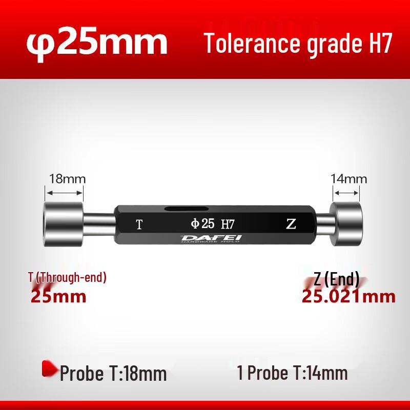 DAFEI Precision Smooth Plug Gauge 25mm-H7