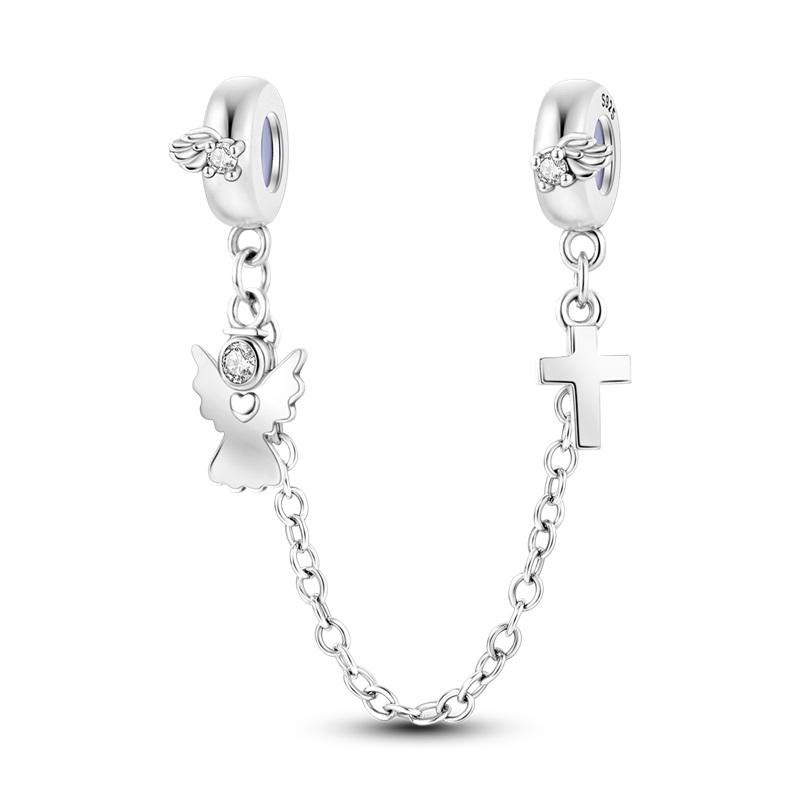 925 Silver Guardian Angel Charms Beads Angel Wings Drunk Angel DIY Bracelet Jewelry Gift for Birthday Lucky