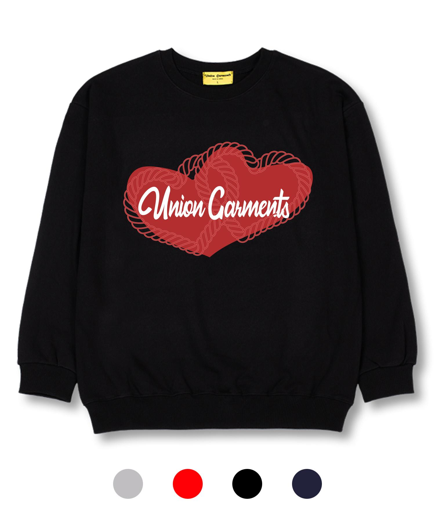 Худи оверсайз Union Garments с принтом сердца из French Terry Gray/Xxl