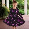 Girl Casual 3D Glitter Butterfly Print Round Neck Long Sleeve Dress Kid Princess Dress