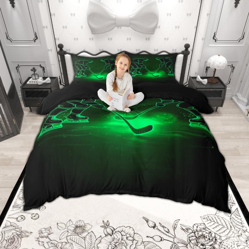 Homewish Sports Theme Duvet Cover Set For Boys Girls Basketball Ice Hockey Bedding Set Football Soccer Bedroom Set Room Decor