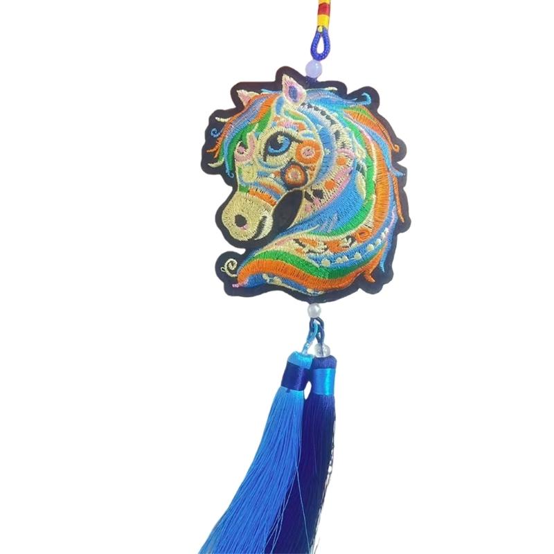 

Car Hanging Ornament Chinese New Years 2026 Horse Pendant Charm with Tassels fengshui Ornament for Car Home Decorations