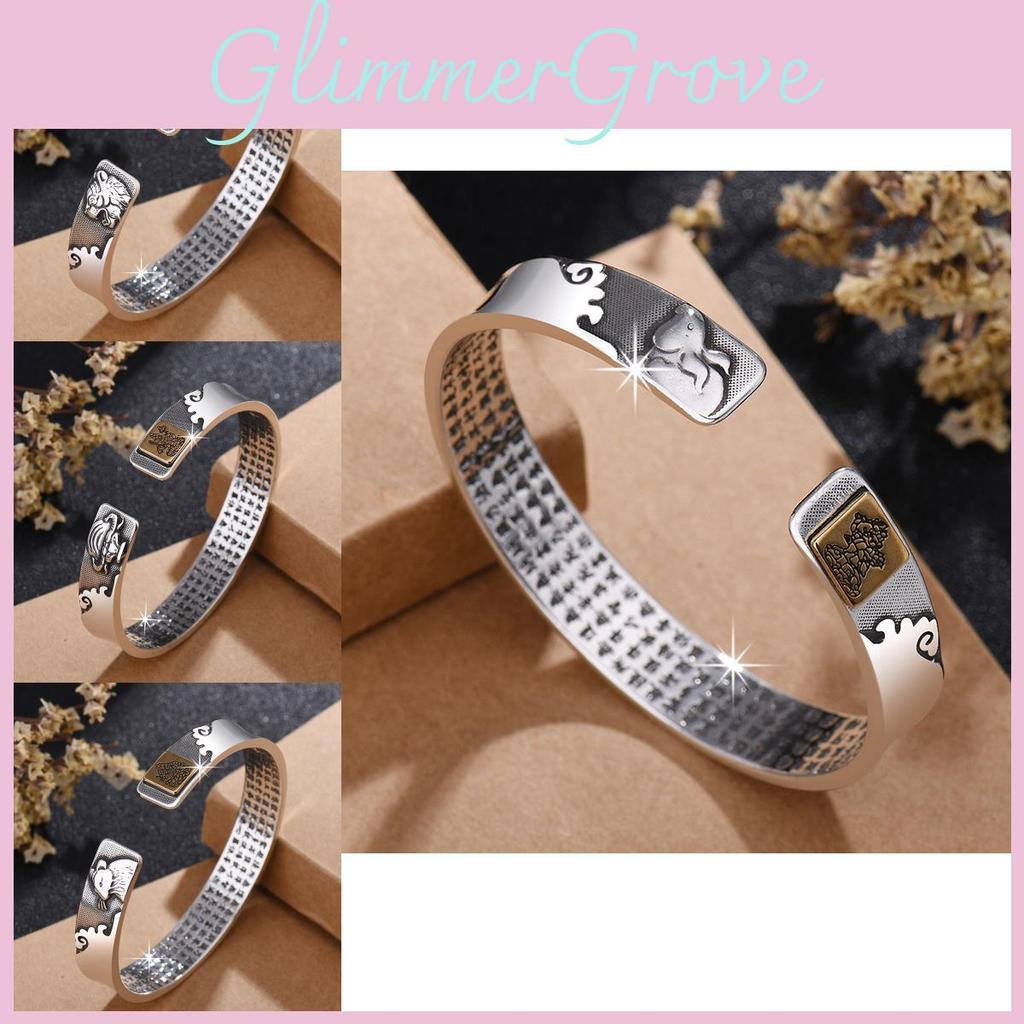Vintage Ethnischer Stil Tierkreiszeichen Armband Für Männer Und Frauen Massives Silberbeschichtetes Kupfermaterial