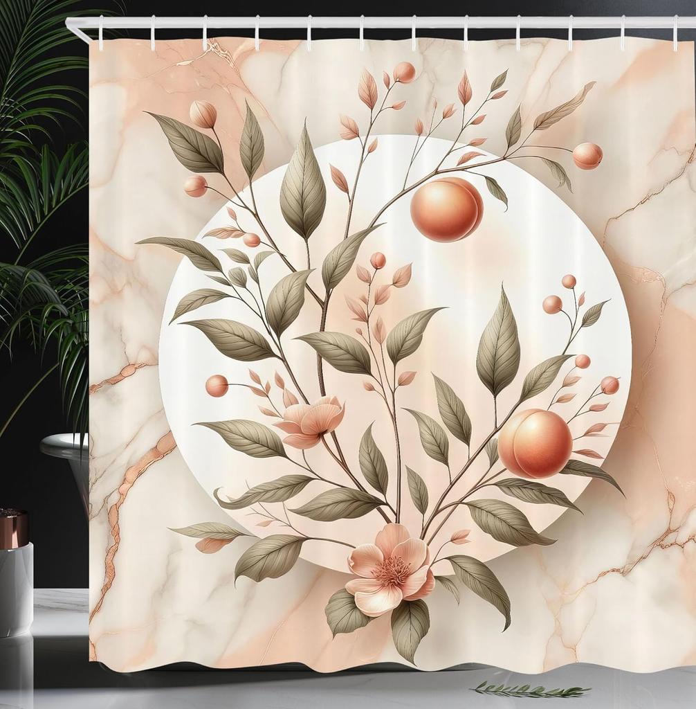 Watercolor Style Shower Curtain Green Leaf Appearance Abstract Branch Fabric Bathroom Decorative Shower Curtain With Hook,