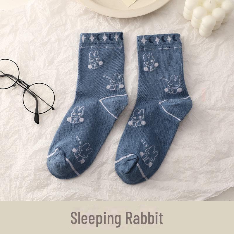Women's Mid-Tube Socks - Autumn/Winter Japanese Korean Style, Trendy Soft Cotton, Deodorant, Personality Design.