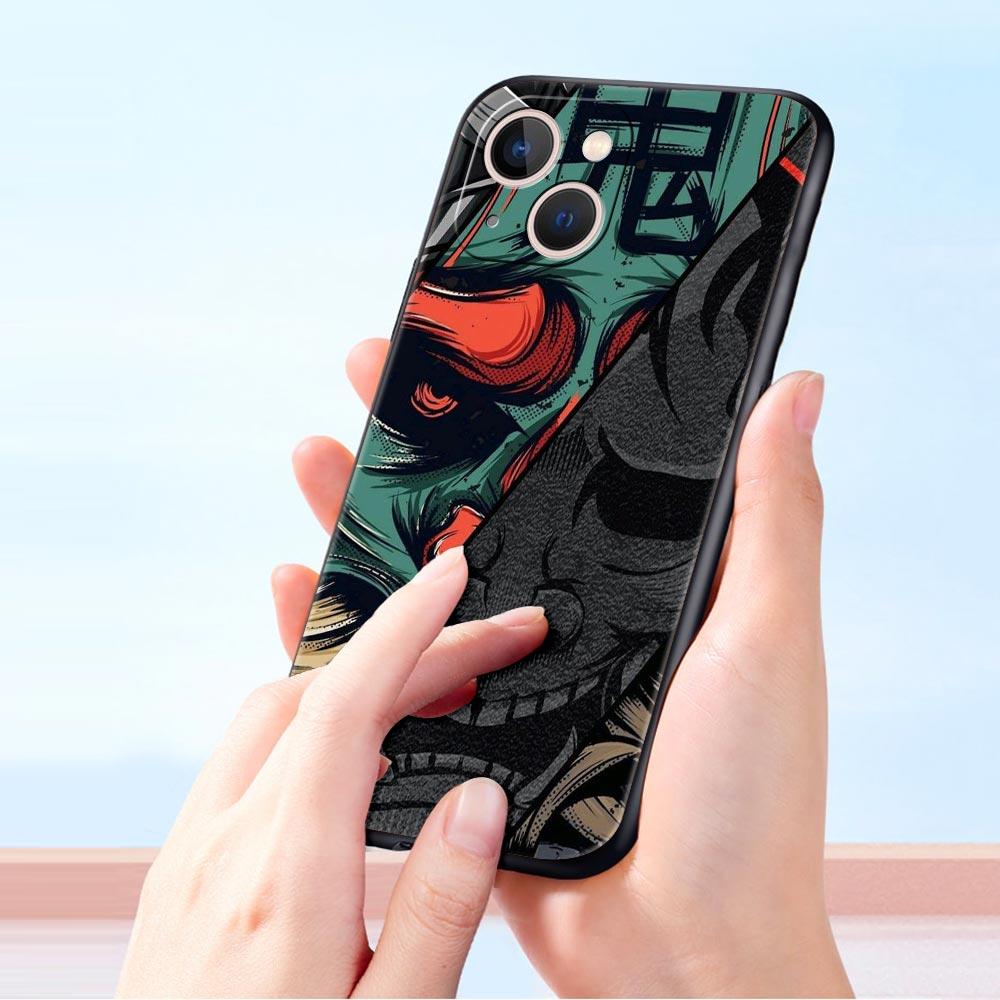 Japan Ghost Face Samurai Phone Case For iPhone 17 16E 15 16 14 13 12 11 Pro Max 7 8 Plus Soft TPU Back Cover