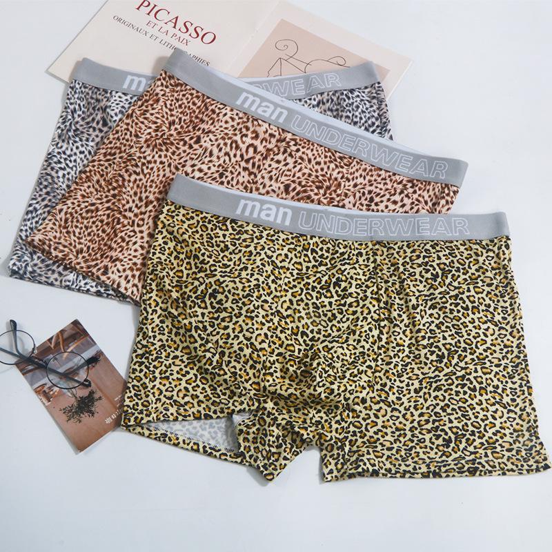 Men's Plus Size Leopard Print Underwear with Comfortable Wide Waistband