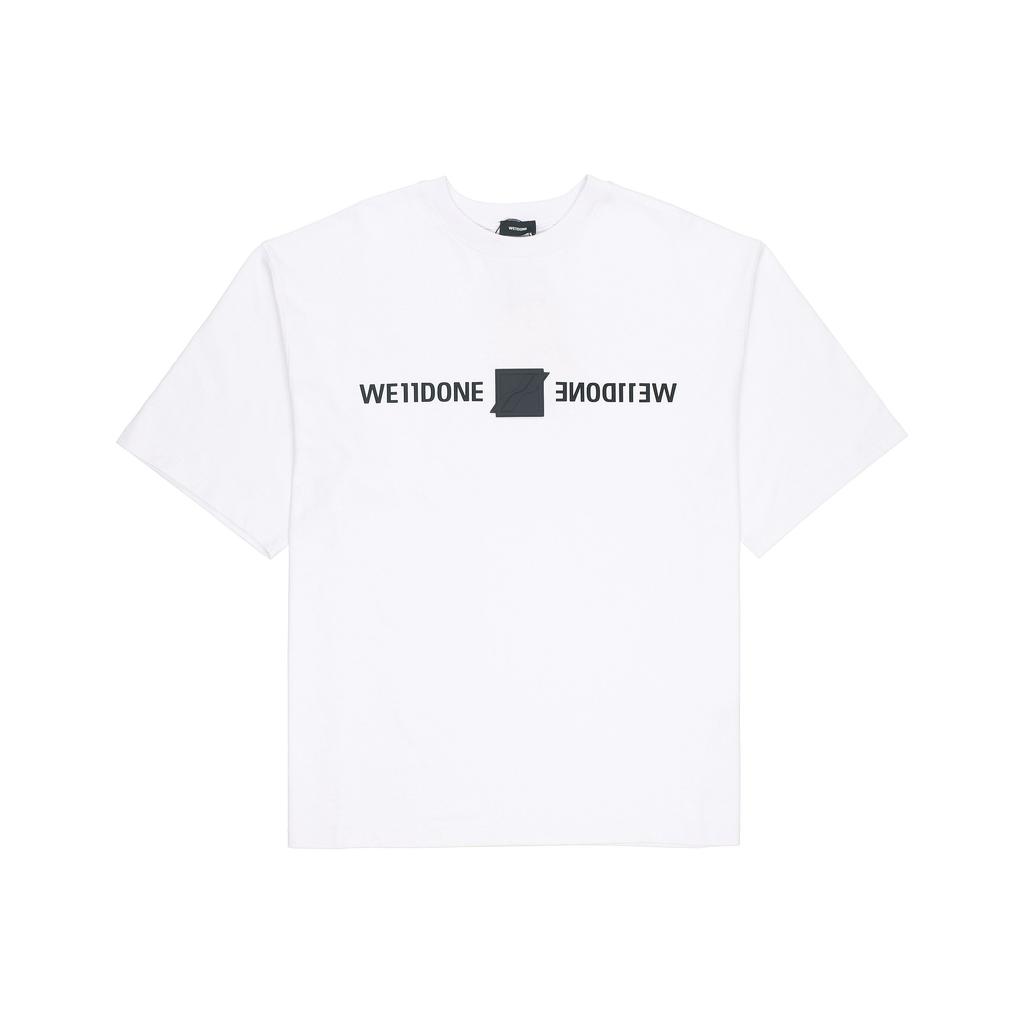 We11done Logo Mirror Reversed Short Sleeve T-Shirt Unisex Tops White WD-TT3-21-565-U-WH