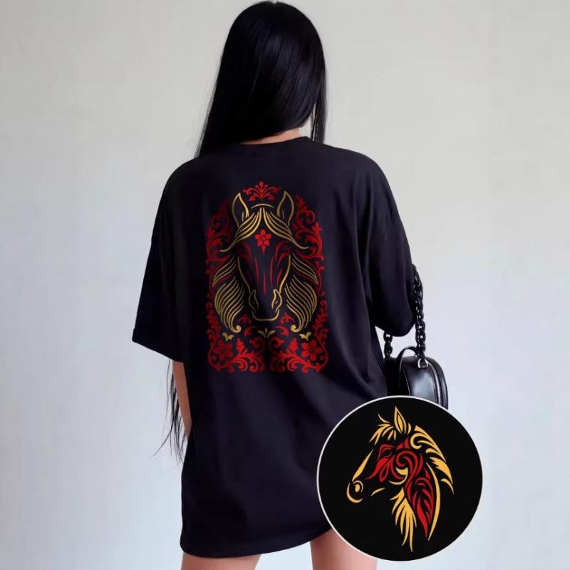 Pure cotton American short-sleeved shoulder-plugged T-shirt women s bottoming shirt loose top pure cotton short-sleeved T-shirt women S