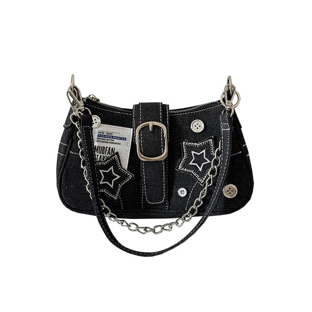 Trendy Millennial Hot Girl Style Star Bag Chain One-Shoulder Canvas Bag Underarm Bag