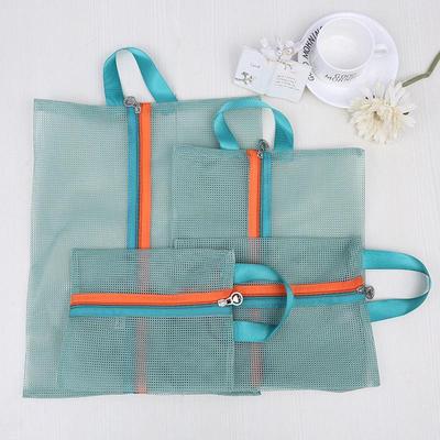4-Piece Mesh Storage Bag Set: Transparent Wash, Makeup, Shoe & Travel Organization Bags