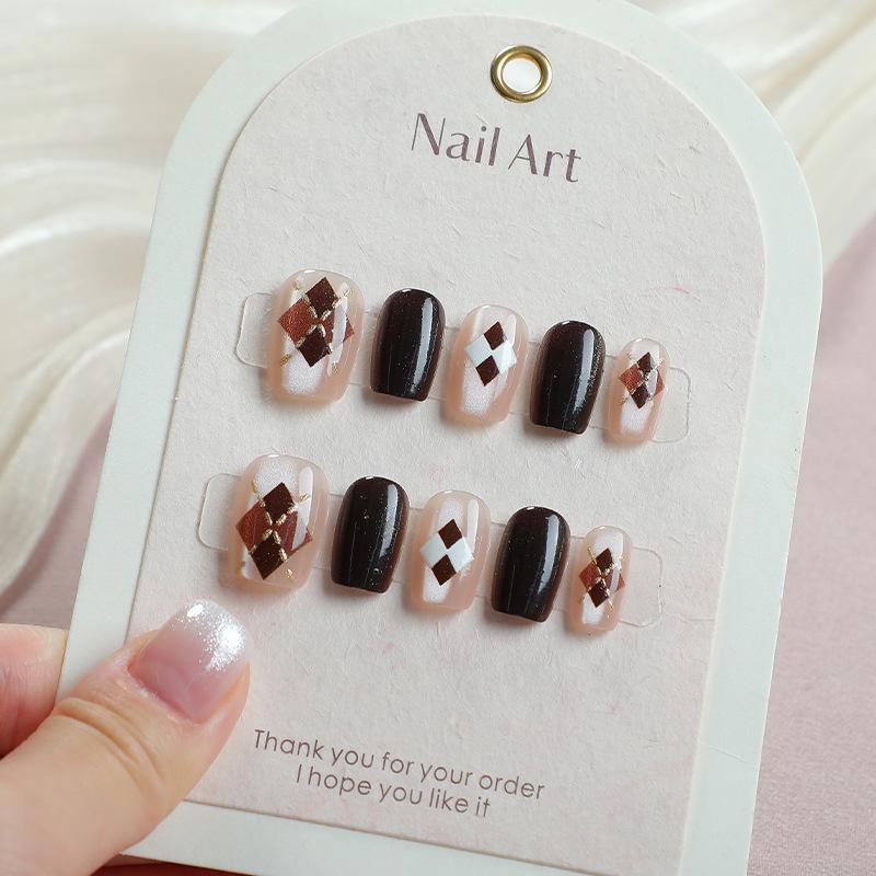 30-Piece Internet Celebrity Plaid Nail Art Stickers: French Style Autumn/Winter Embossed Wool Plaid Decals with Adhesive Back.