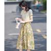Completo due pezzi gonna e t-shirt con stampa Giardino di Monet