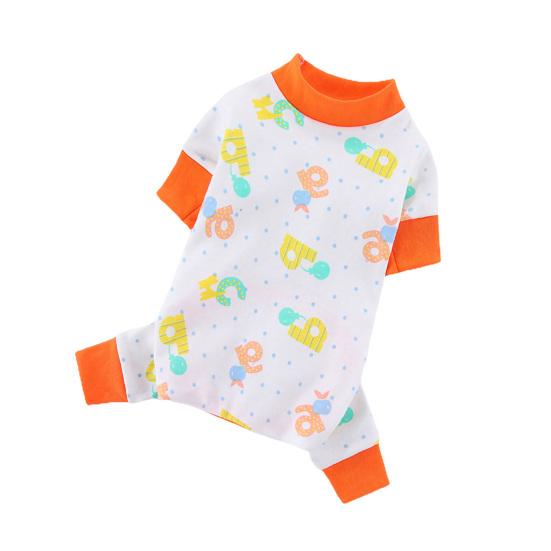 Yousheng Pet Cloth Round Neck Four-Legs Cartoon Pattern Puppy Bread Clothes Summer Pet Pajamas for Indoor