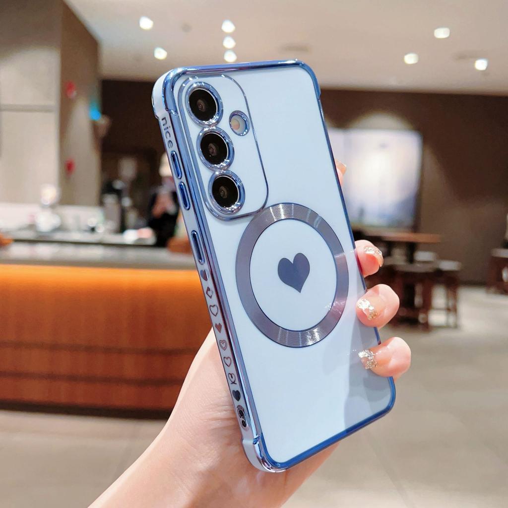 Suitable for Samsung S25ULTRA Magnetic Plating Love Mobile Phone Case S23 Silicone All Inclusive S24 Protective Case