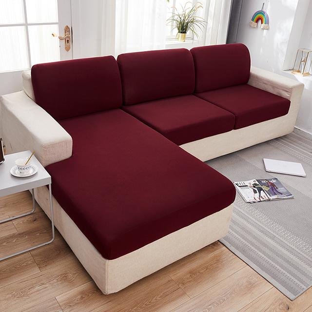 Solid Color Sofa Cushion Covers For Living Room Elastic Sofa Seat Cover Corner Couch Cover Slipcover Chair Protector
