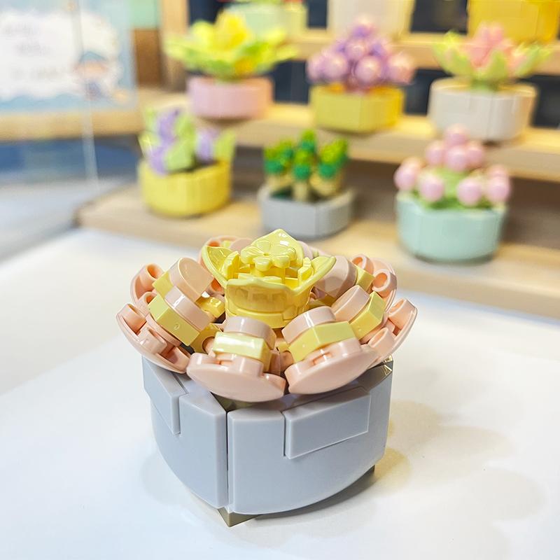 Topfkultur Blume Baustein Ziegel DIY Pflanze Spielzeug Weihnachtsgeschenk für Mädchen Erwachsene Kind Simulation süße Desktop-Dekorationen