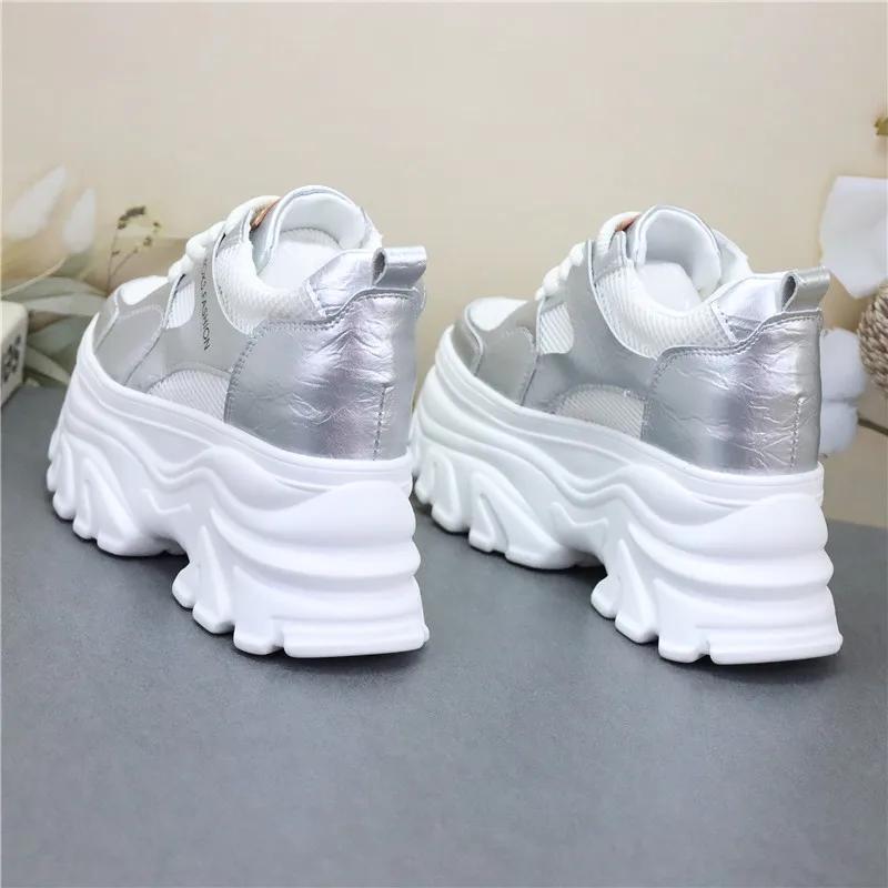 Fashion 12CM Microfiber Leather Platform Wedge Spring Chunky Sneaker Autumn Pumps Ankle Boots Fashion Mary Jane Chunky Heels Shoes