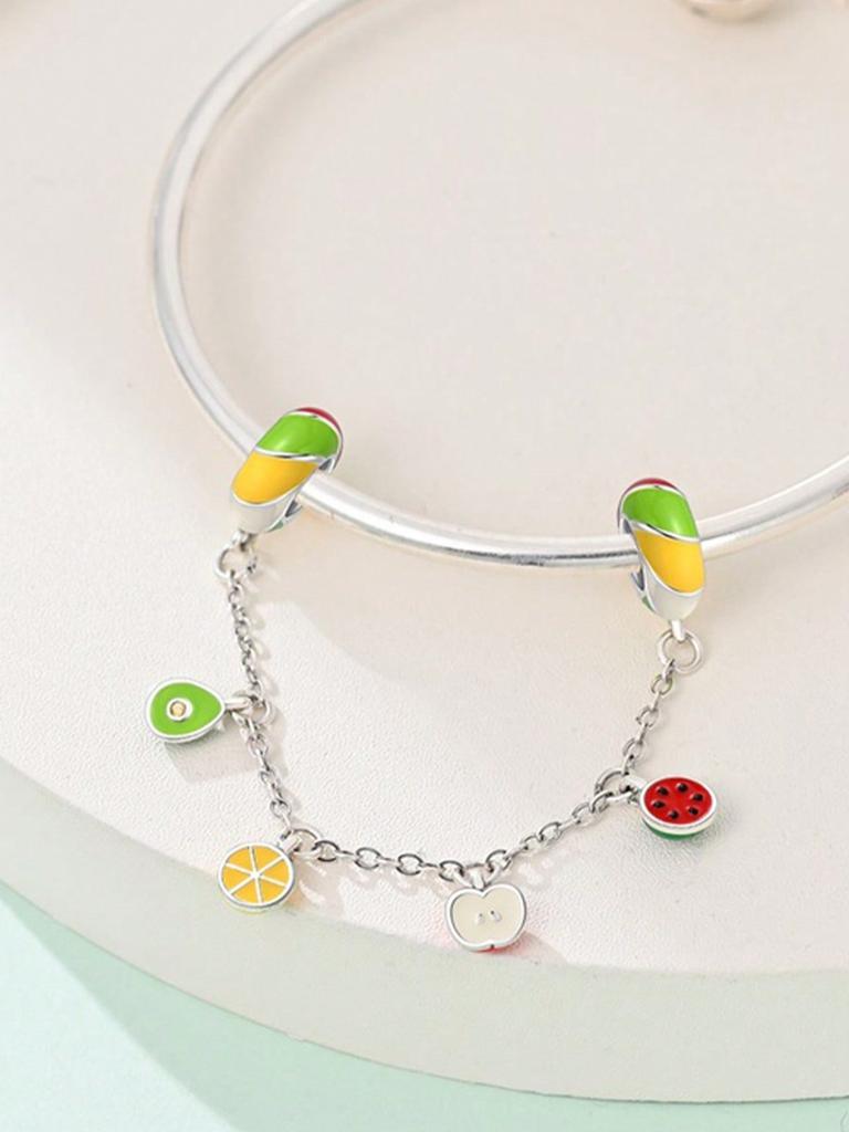 Charms Plata Copper Colors Summer Flower Fruit Safety Chains Beads Pendant For Original Bracelet For Women Diy Jewelry Love Gift