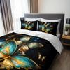 3pcs Luxury Golden Teal Butterfly Bedding Duvet Cover Set Butterfly Themed Bedding Quilt Set Elegant Butterfly Bedroom Decor