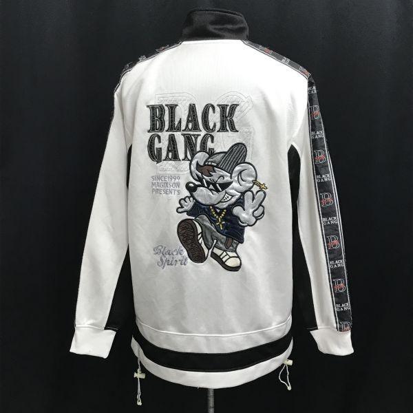 Schwarze Gang Street Style Trikot Reißverschluss Jacke Weiß Schwarz Herren M Stadion Pullover(GEBRAUCHT)