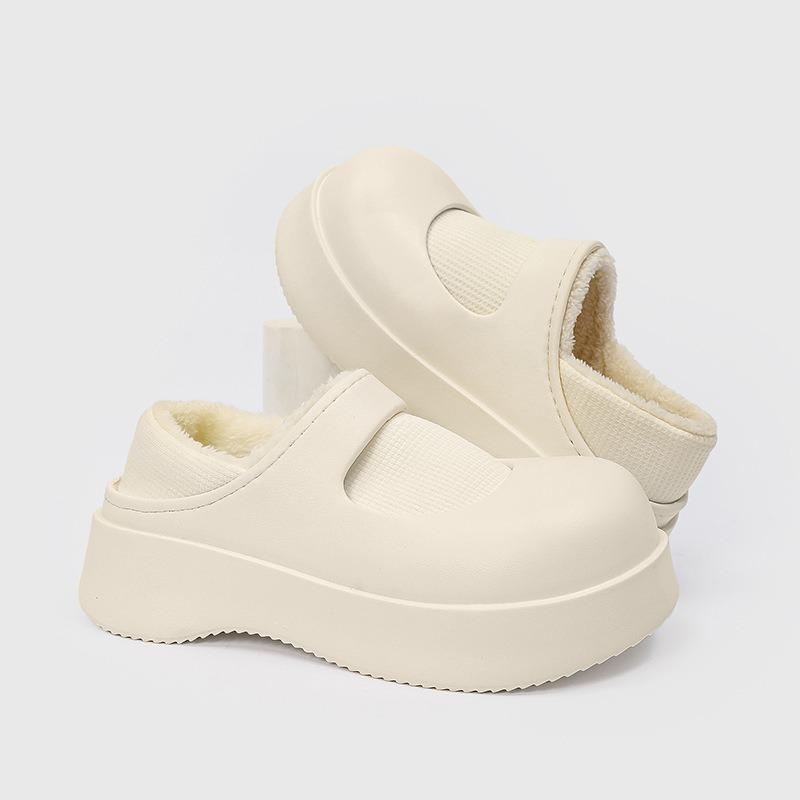

Mary Jane thick-bottomed cotton slippers women s winter wear girl wind thick-bottomed home non-slip thermal cotton 35-36 білий