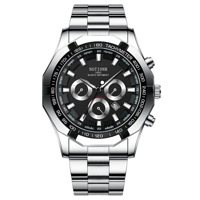 Luxury Mens Sport Watches Fashion Men Business Stainless Steel Waterproof Quartz Wristwatch Calendar Luminous Clock Reloj Hombre