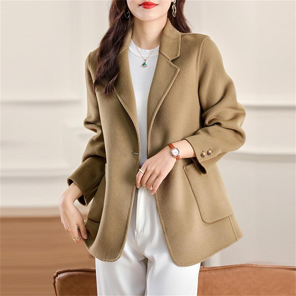 Women's Slim Fit Double-Sided Wool Coat with Lapel - 2025 New Style Fashion Outerwear