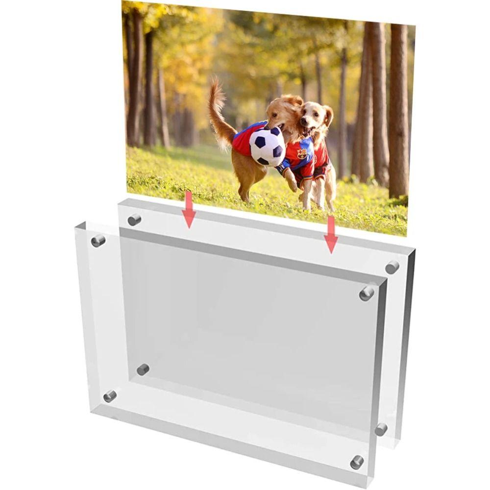Transparent Poster Display Stand Magnetic Fridge Magnets Photo Stand  for Room Desk Home Decoration
