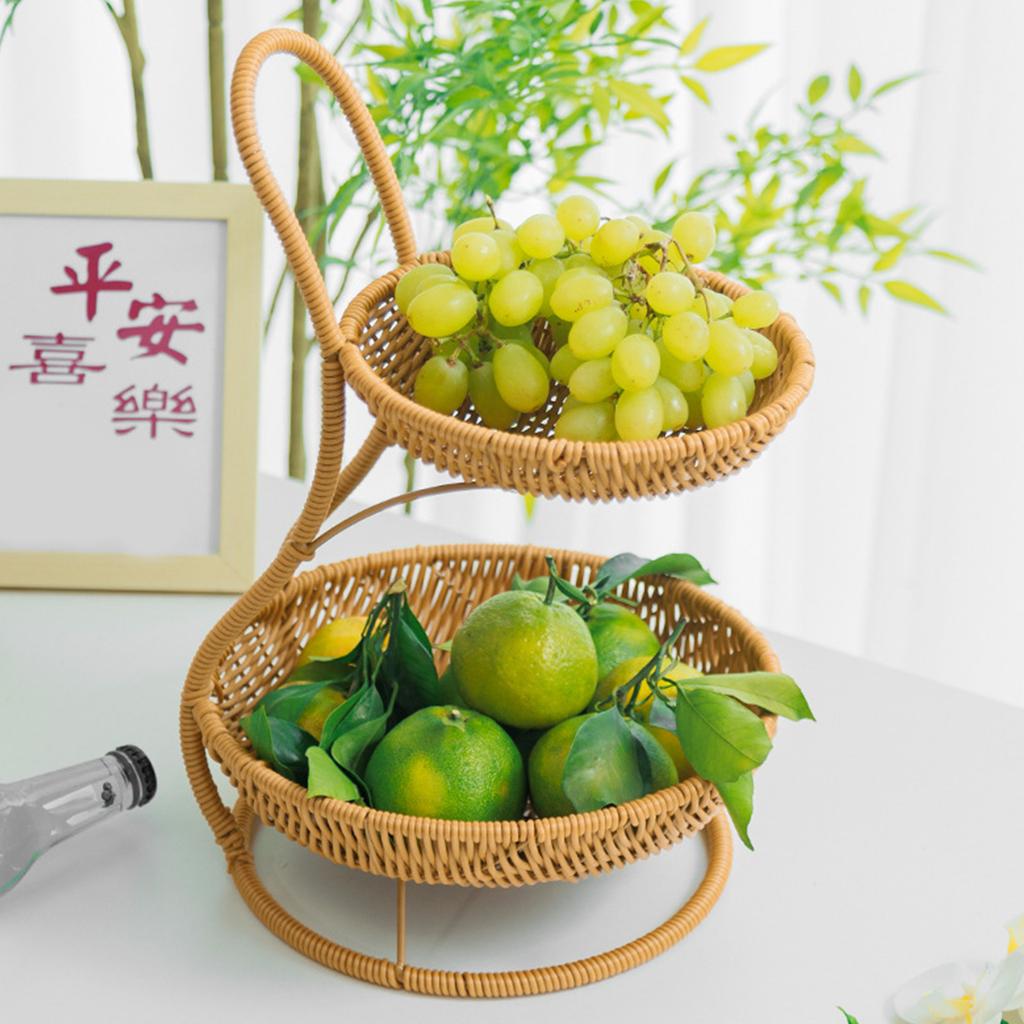 Stackable Plastic Wicker Basket Breathable Design Decorative Fruit Tray For Freshness Produces Storage Indoor Outdoor Use