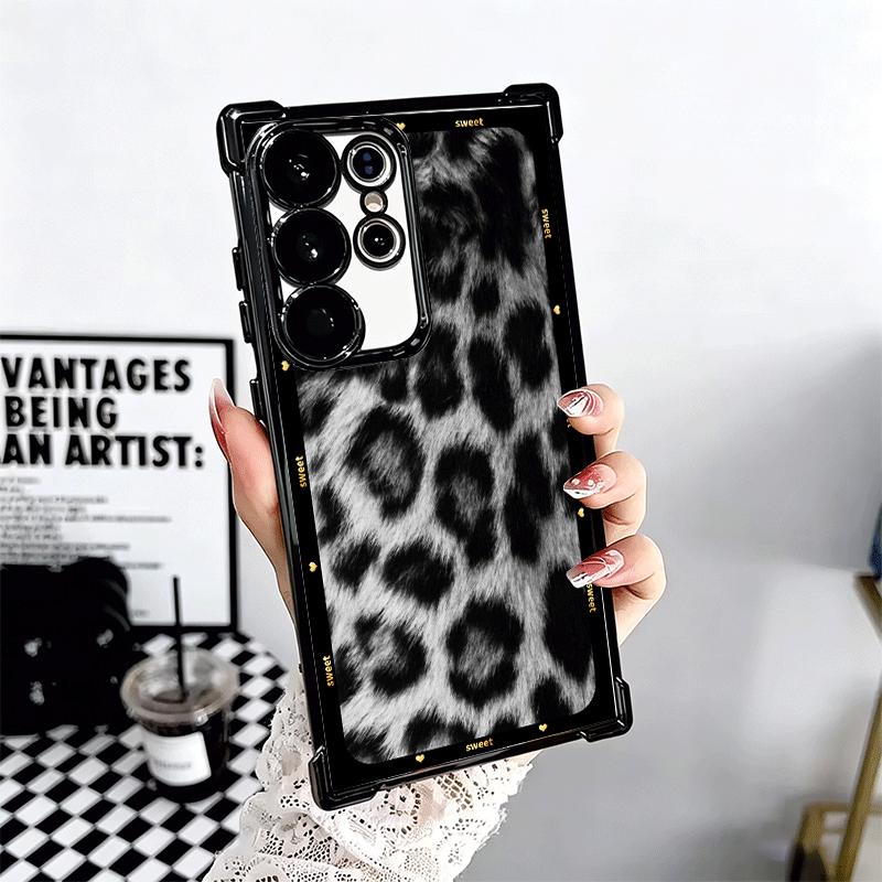 Fashion Sweet Leopard Print Plating Phone Case For Samsung Galaxy S24 S25 FE S26 Edge S23 Ultra S22 S21 Plus S20 Anti-Fall Airab