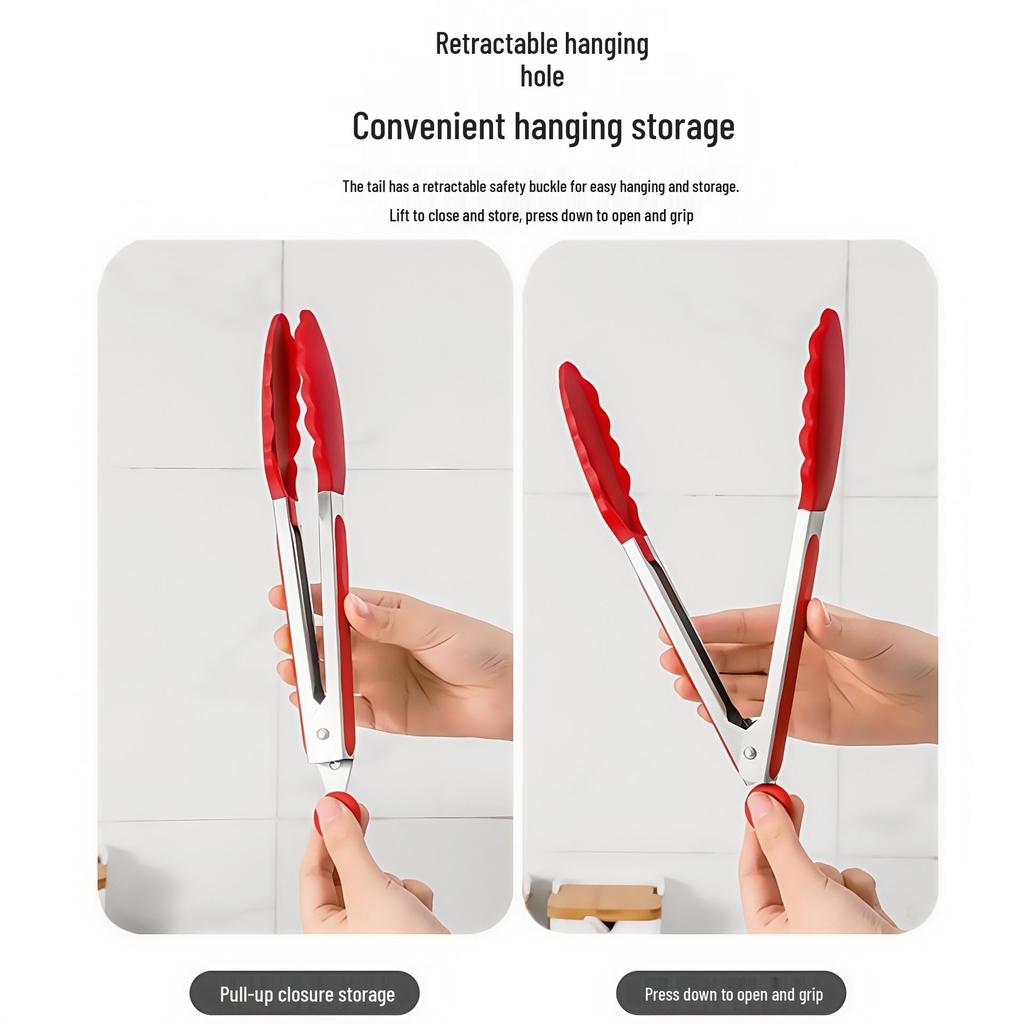 Stainless Steel Anti-Scalding BBQ and Bread Tongs